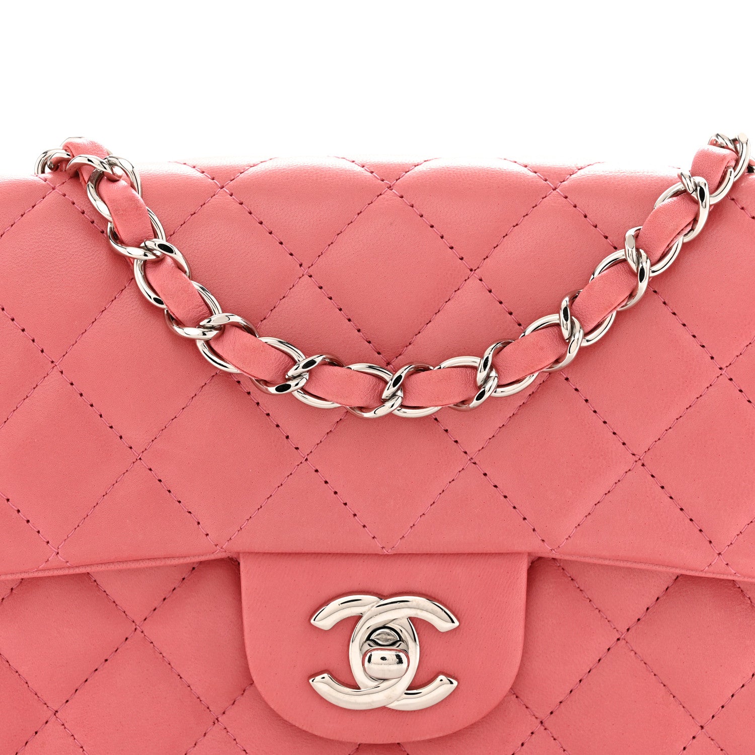 Chanel Lambskin Quilted Mini Rectangular Flap Pink 8 of 10