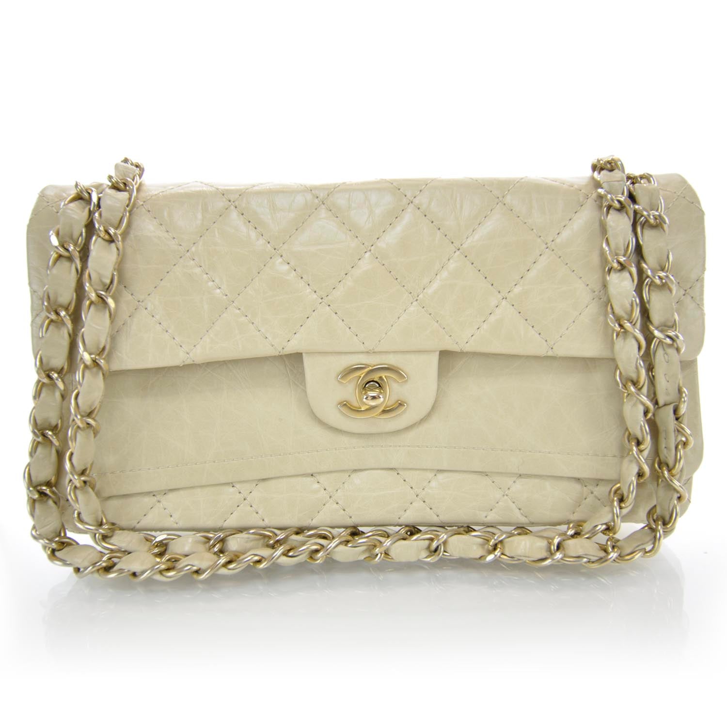 Chanel Aged Calfskin Medium Double Flap Beige 1 of 10
