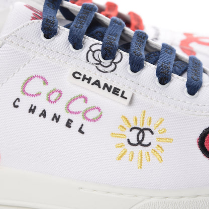 Chanel Canvas Printed Pharrell Sneakers 42 White Multicolor 13 of 17