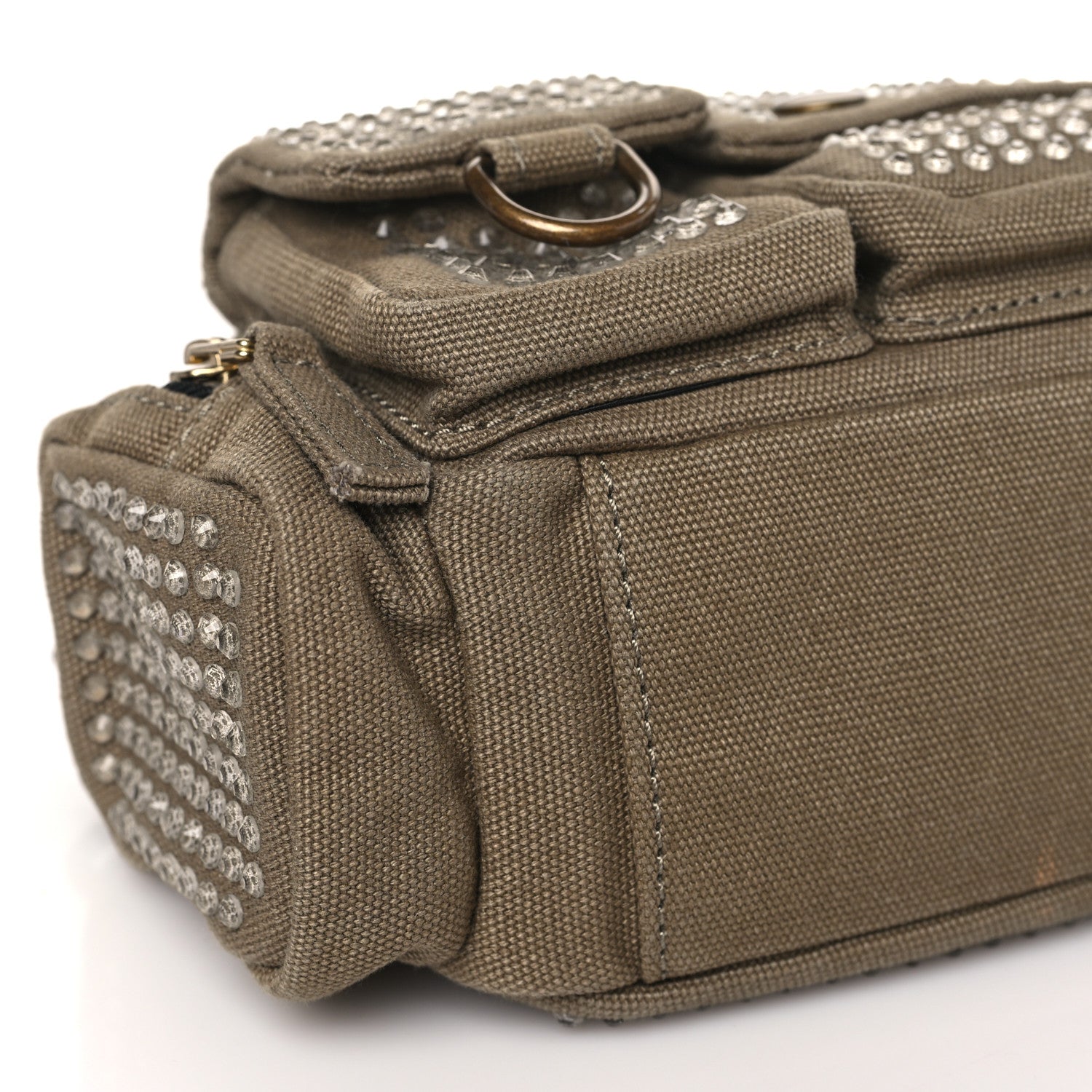 Marc Jacobs Cotton Canvas Crystal Embellished The Cargo Bag Slate Green 7 of 8