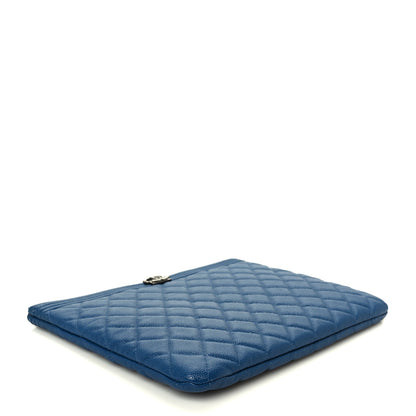 Chanel Caviar Quilted Medium Boy Cosmetic Case Blue 4 of 8