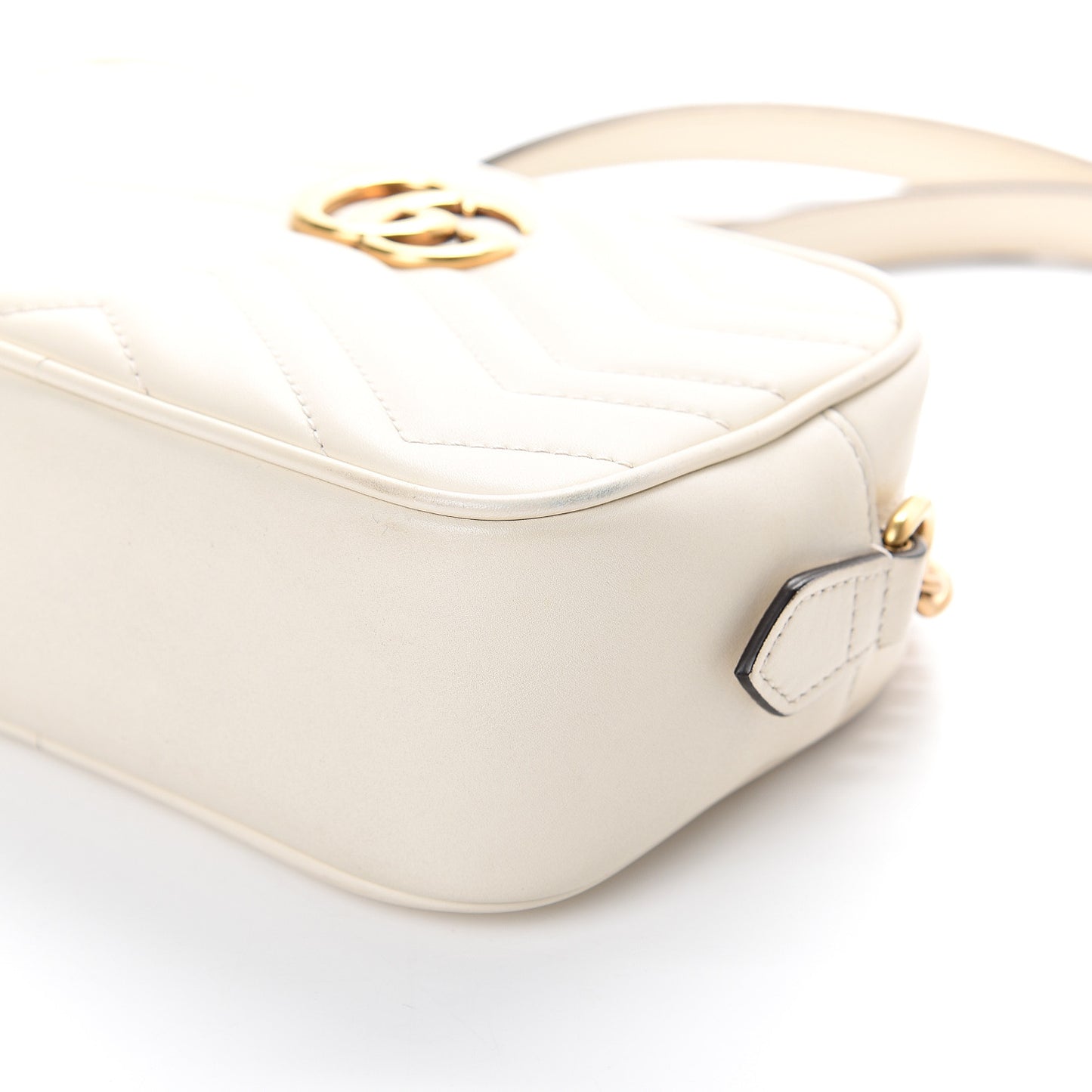 Calfskin Matelasse Mini GG Marmont Chain Shoulder Bag White