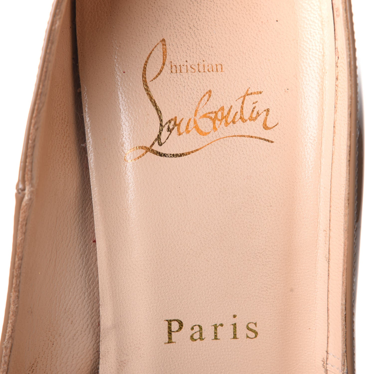 Christian Louboutin Patent 100 Peep Toe Pumps 38.5 Nude 9 of 9