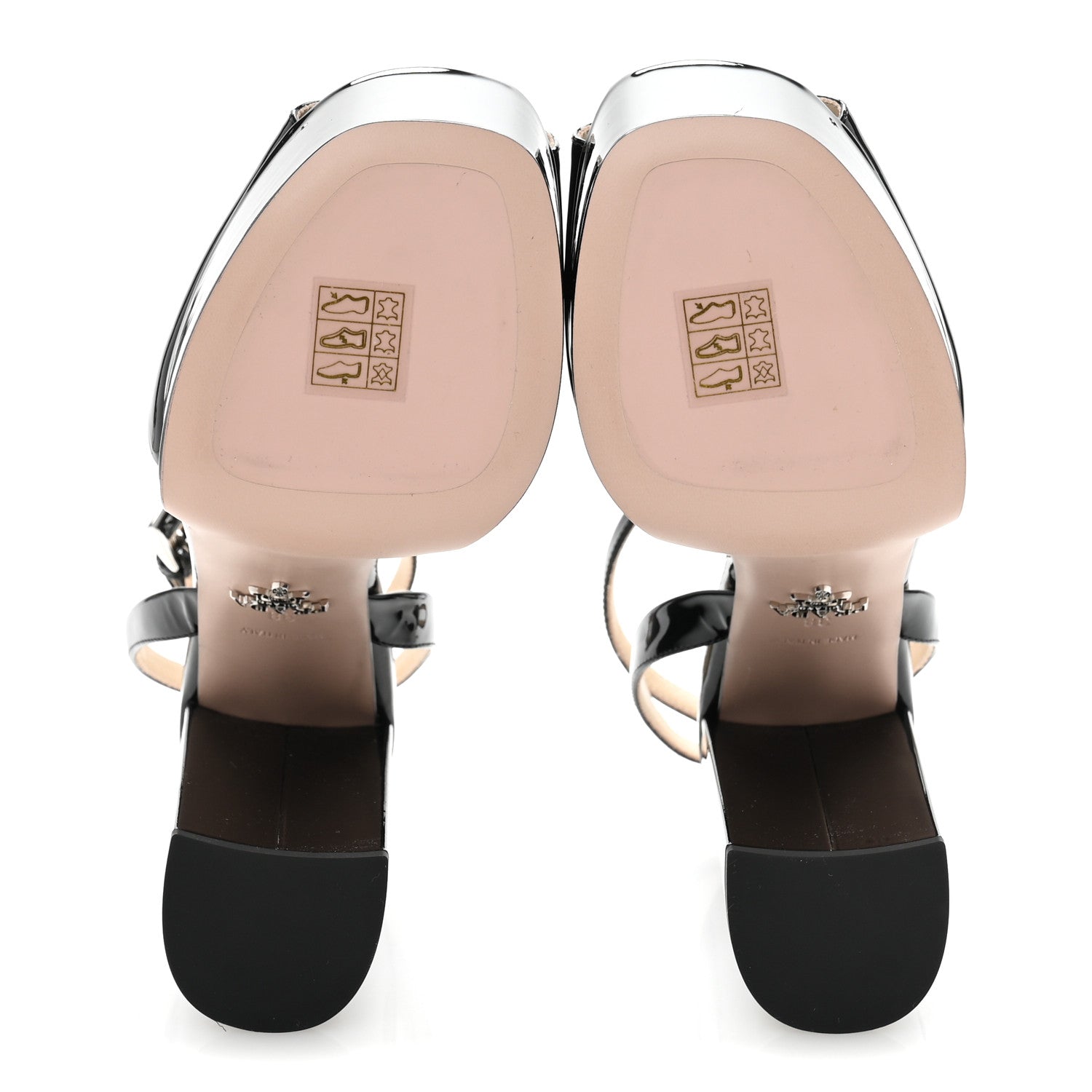 Prada Vernice Metal Triangle Logo Ankle Strap 40/135mm Platform Sandals 38 Black 6 of 8