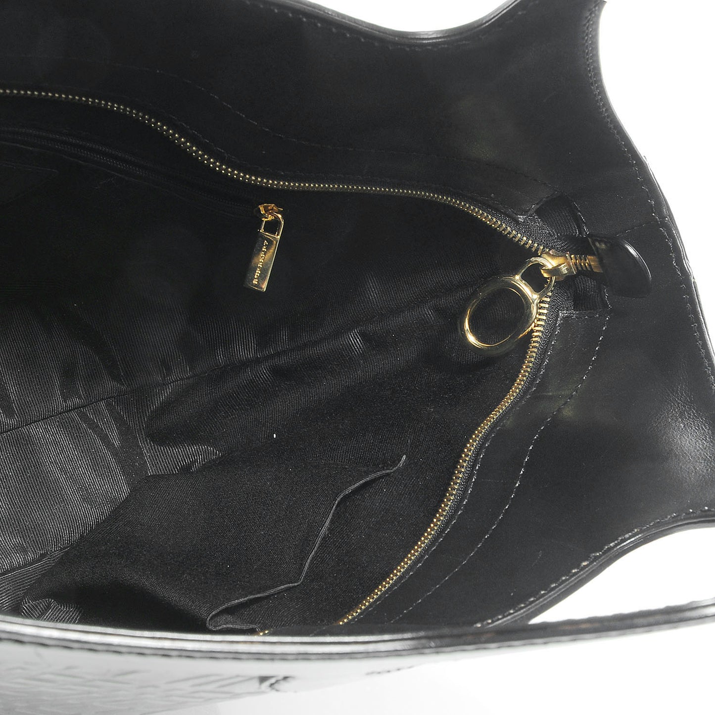 Leather Check Embossed Tote Black