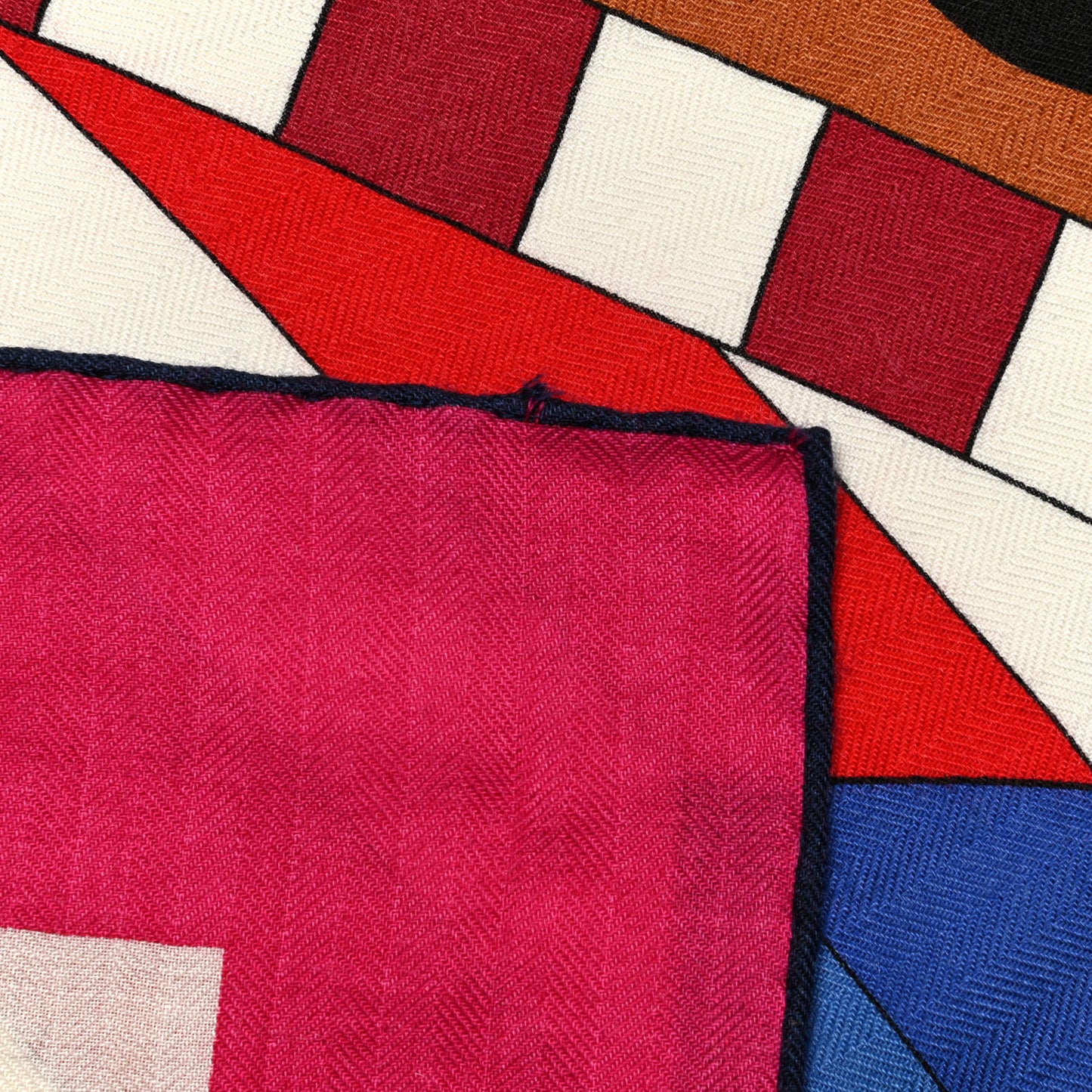 Cashmere Silk Cheval De Fete Shawl 140 Rose Vif White Multicolor
