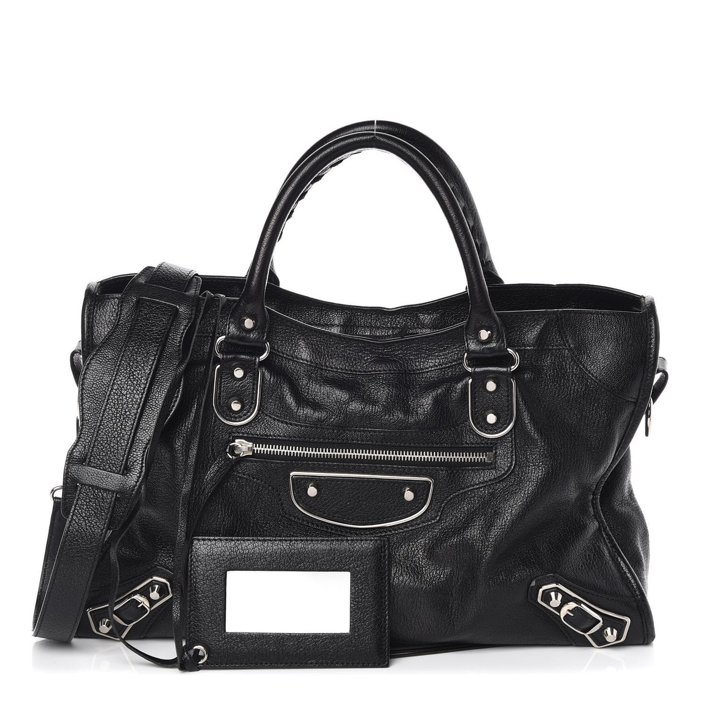 Chevre Silver Metallic Edge Hardware City Black