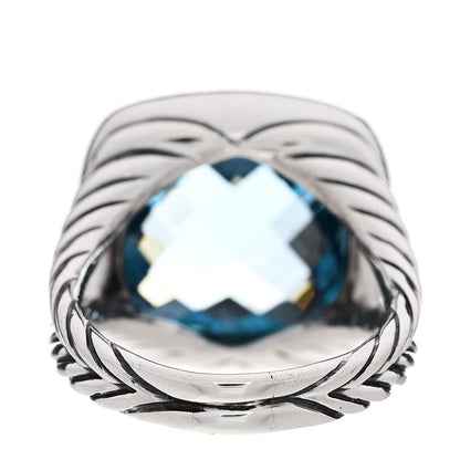 David Yurman Sterling Silver Diamond Blue Topaz 17mm Albion Ring 61 9.5 4 of 7