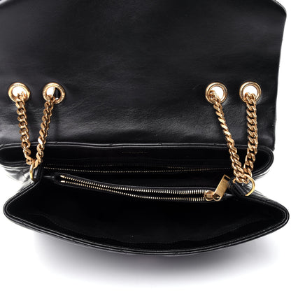 Saint Laurent Calfskin Y Quilted Monogram Medium Loulou Chain Satchel Black 4 of 5