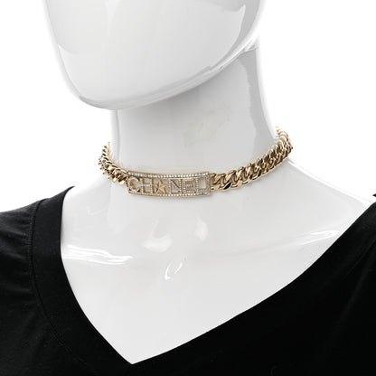 Chanel Crystal Chain Link Choker Necklace Gold 2 of 6