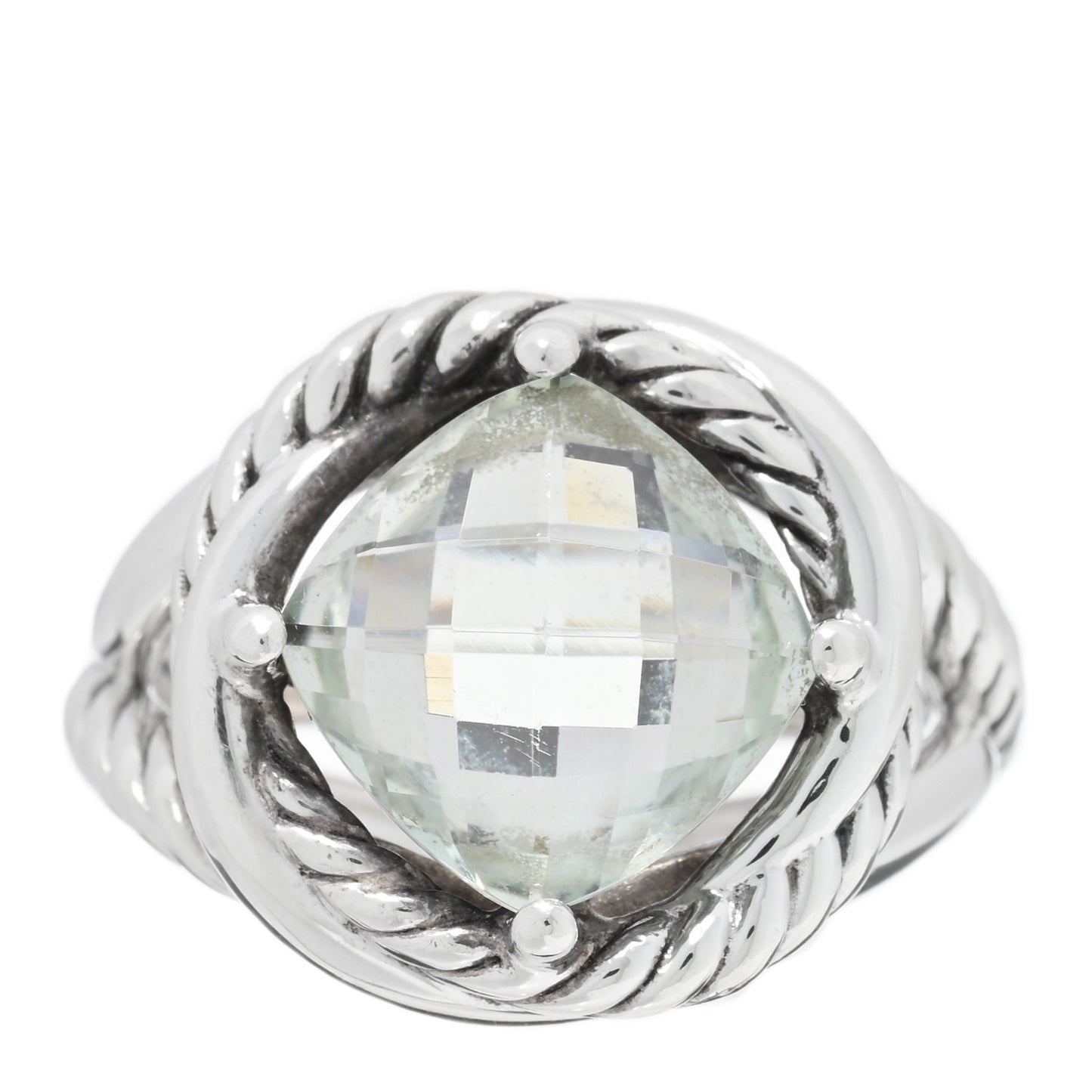 Sterling Silver Prasiolite 11mm Infinity Ring 56 7.75