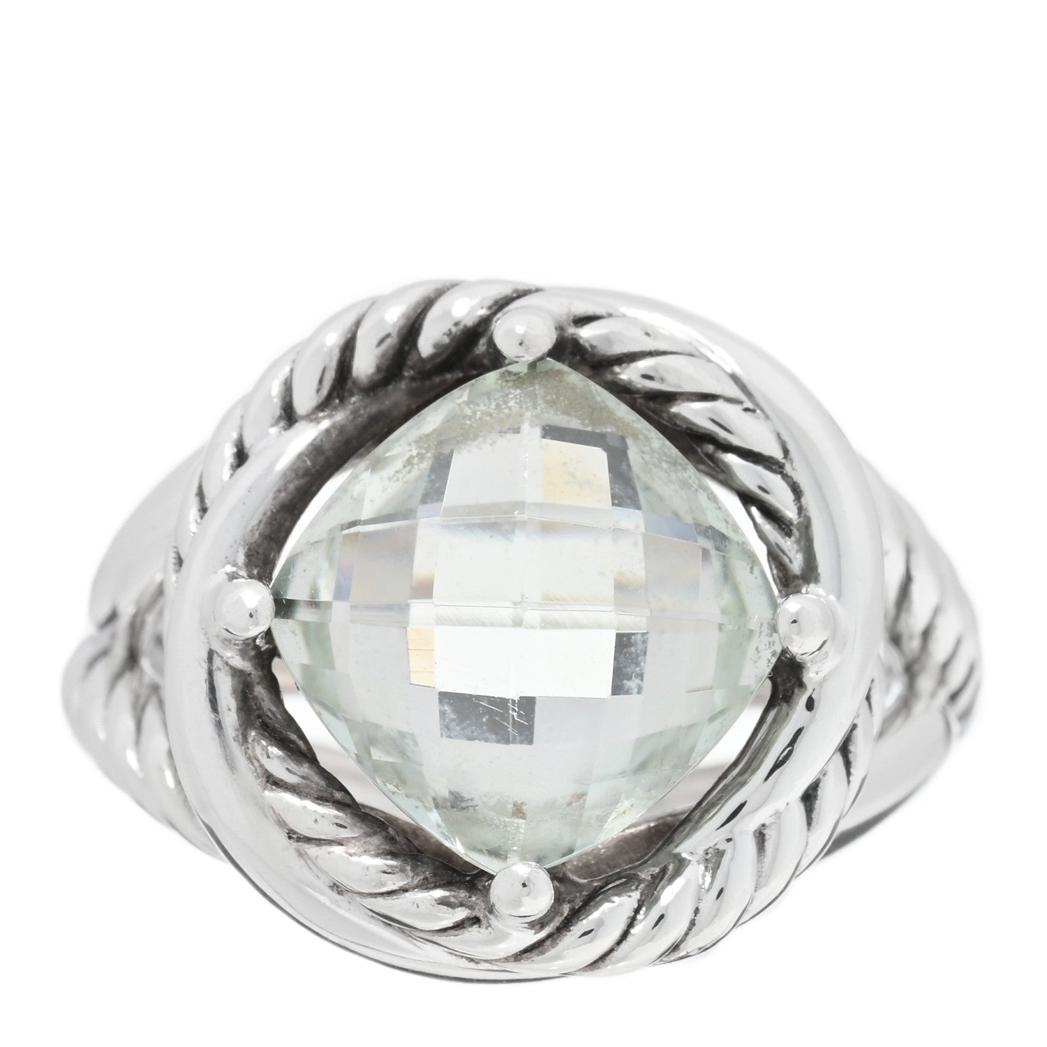 David Yurman Sterling Silver Prasiolite 11mm Infinity Ring 56 7.75 1 of 4