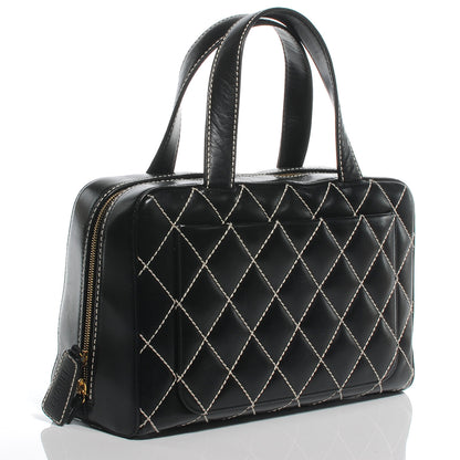 Chanel Leather Diamond Stitch Surpique Handbag Black 3 of 7
