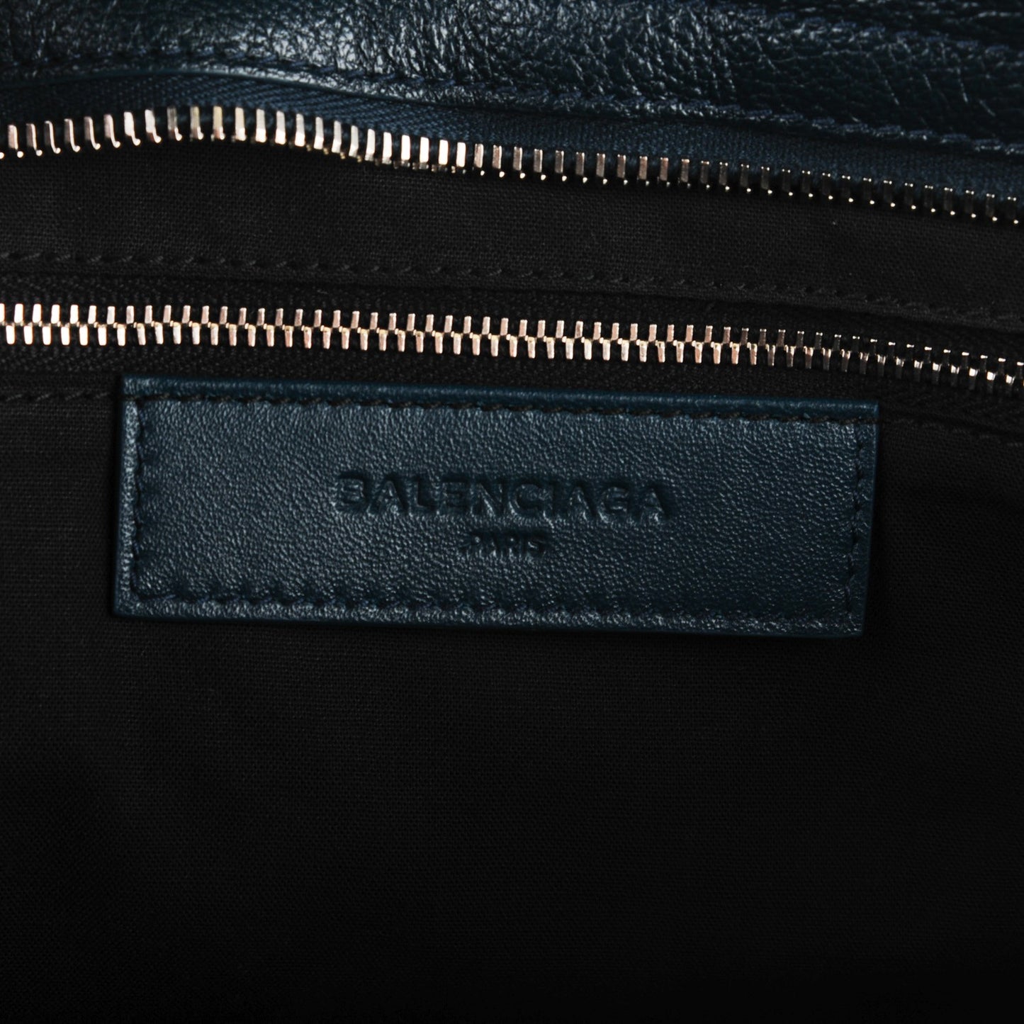Chevre Silver Metallic Edge Hardware City Bleu Paon