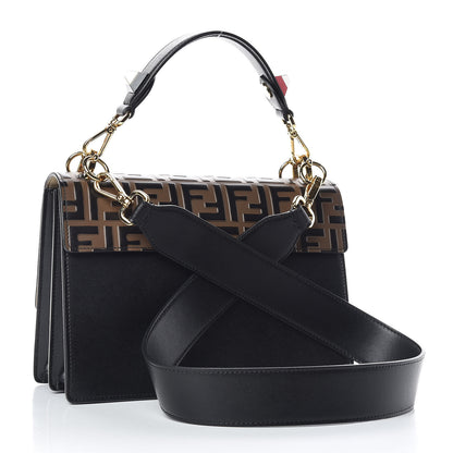 Fendi Vitello Liberty Bi-Color FF 1974 Embossed Kan I Shoulder Bag Black Maya 3 of 9