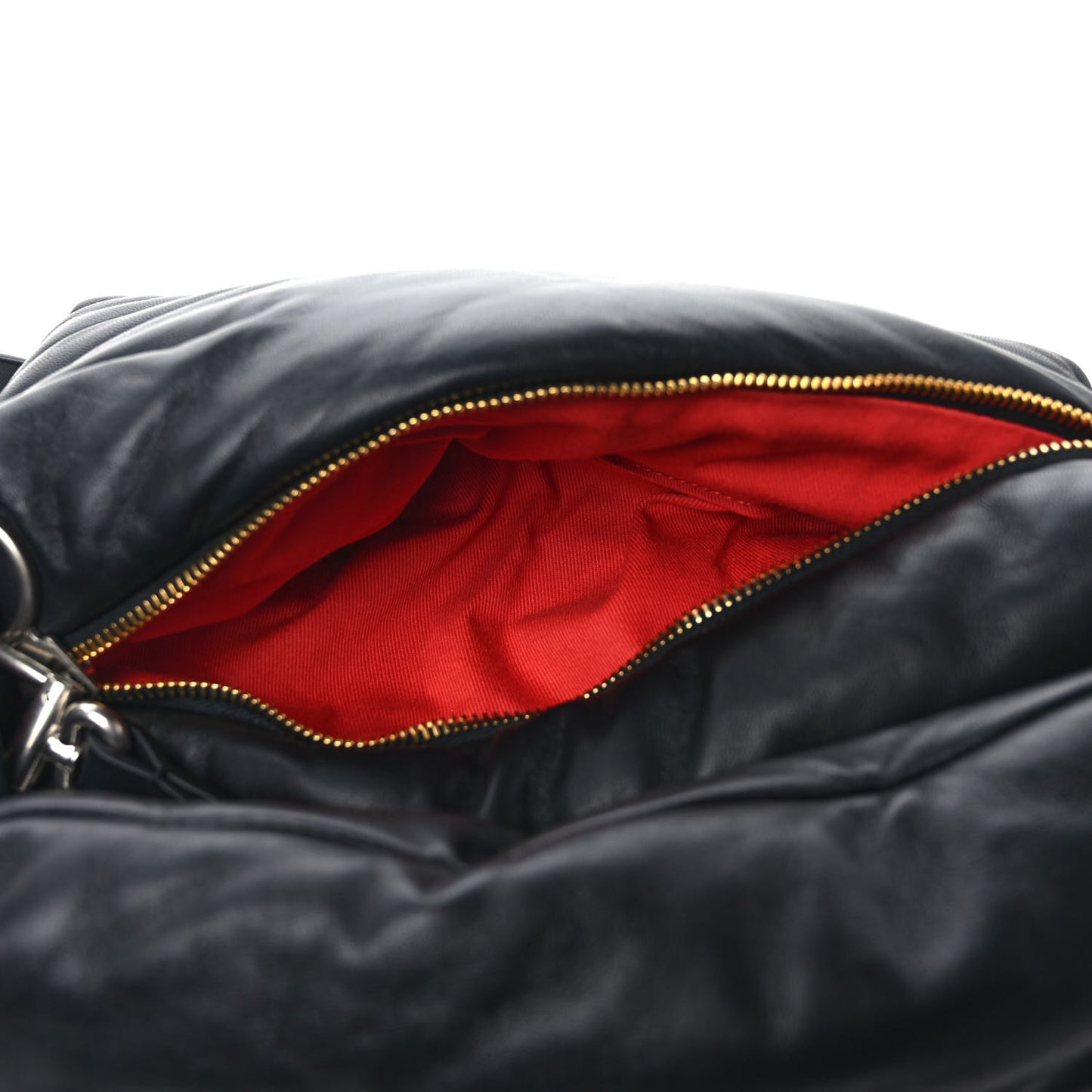 Calfskin Puffy Pump Pouch Crossbody Bag Black
