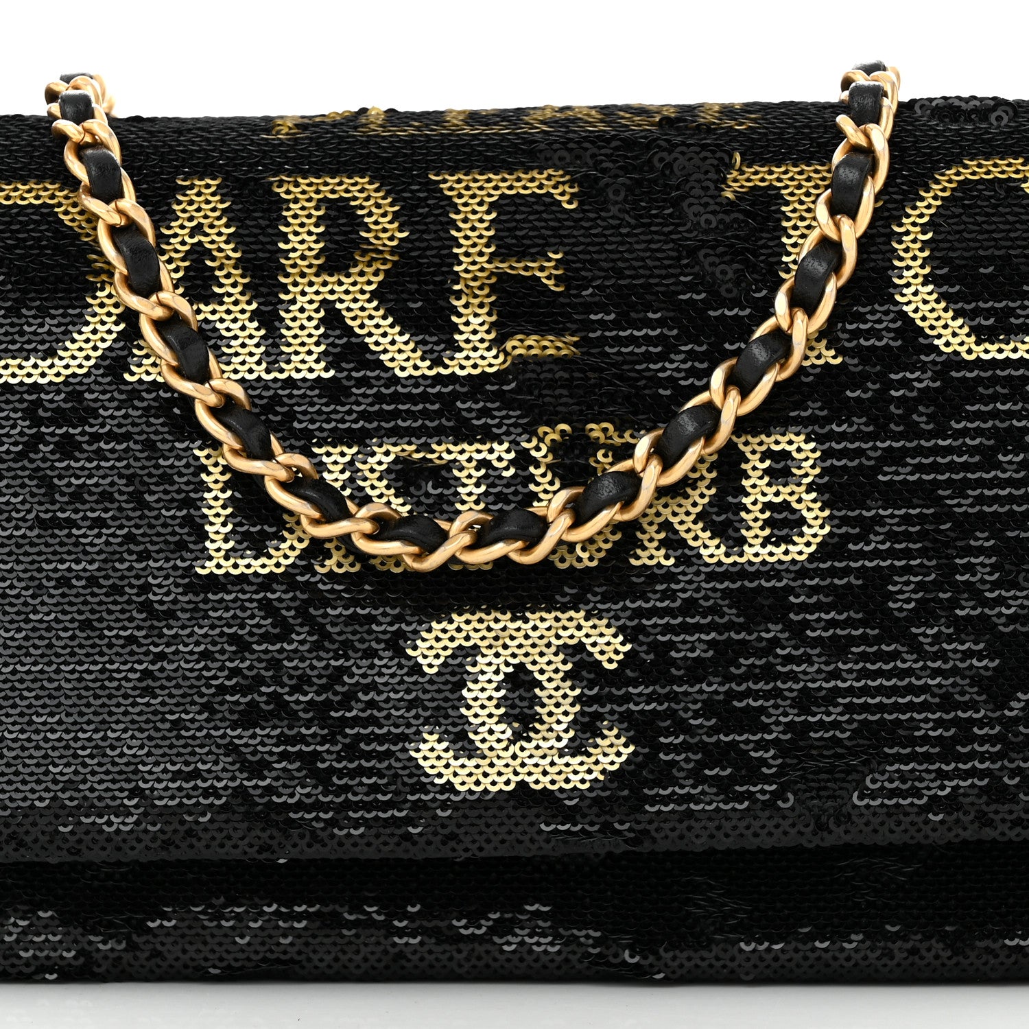Chanel Sequin Paris Cosmopolite Dare To Disturb Flap Black Gold