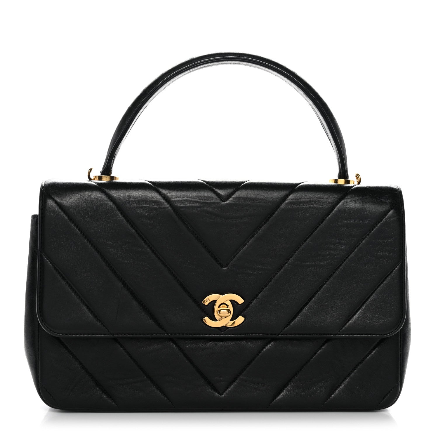 Chanel Lambskin Chevron Quilted Mini Kelly Flap Black 1 of 12