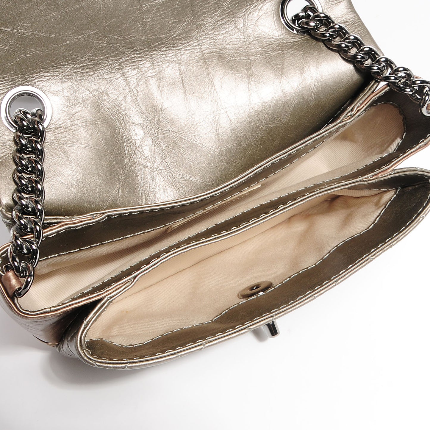 Calfskin Lady Pearly Mini Flap Silver