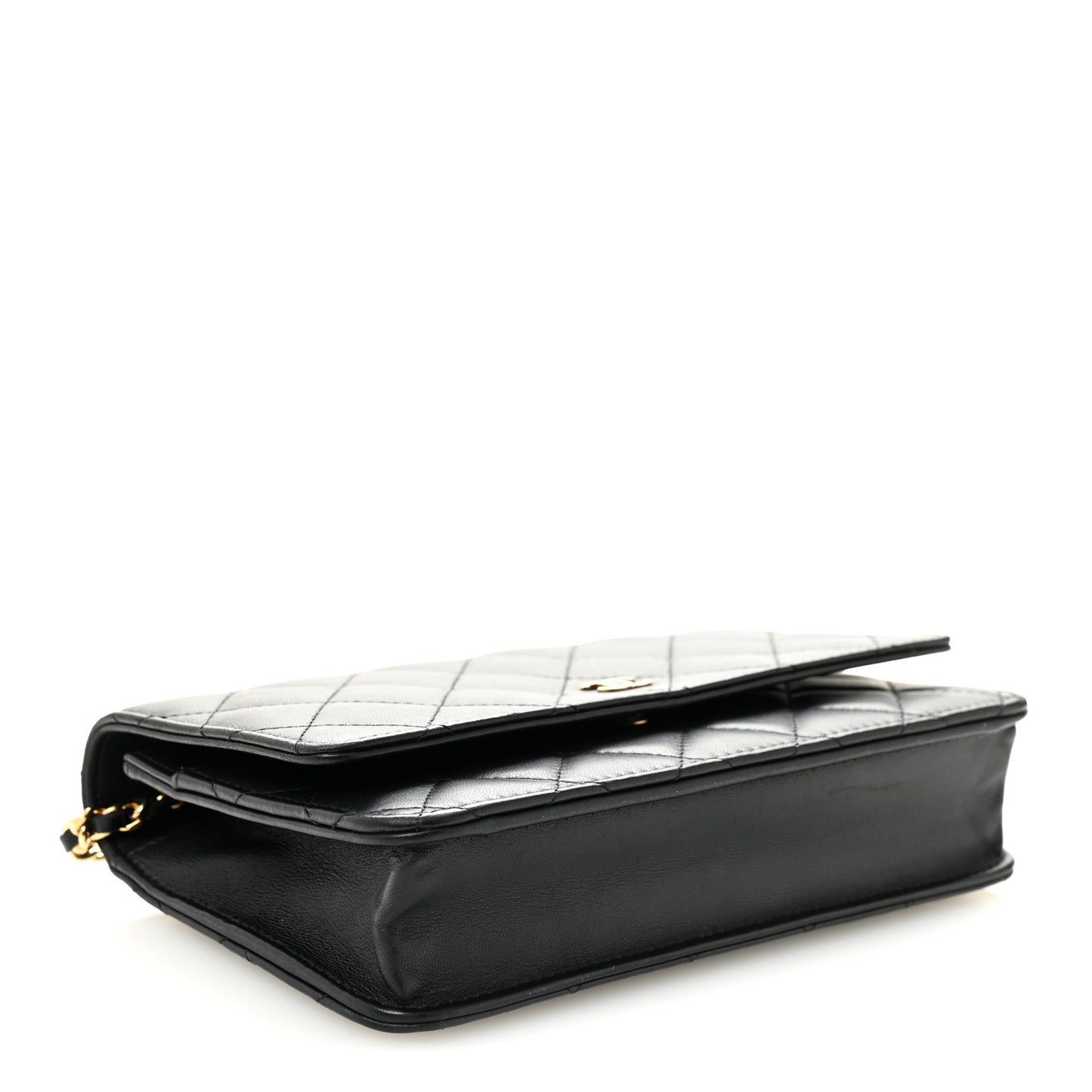 Lambskin Quilted Wallet On Chain WOC Black