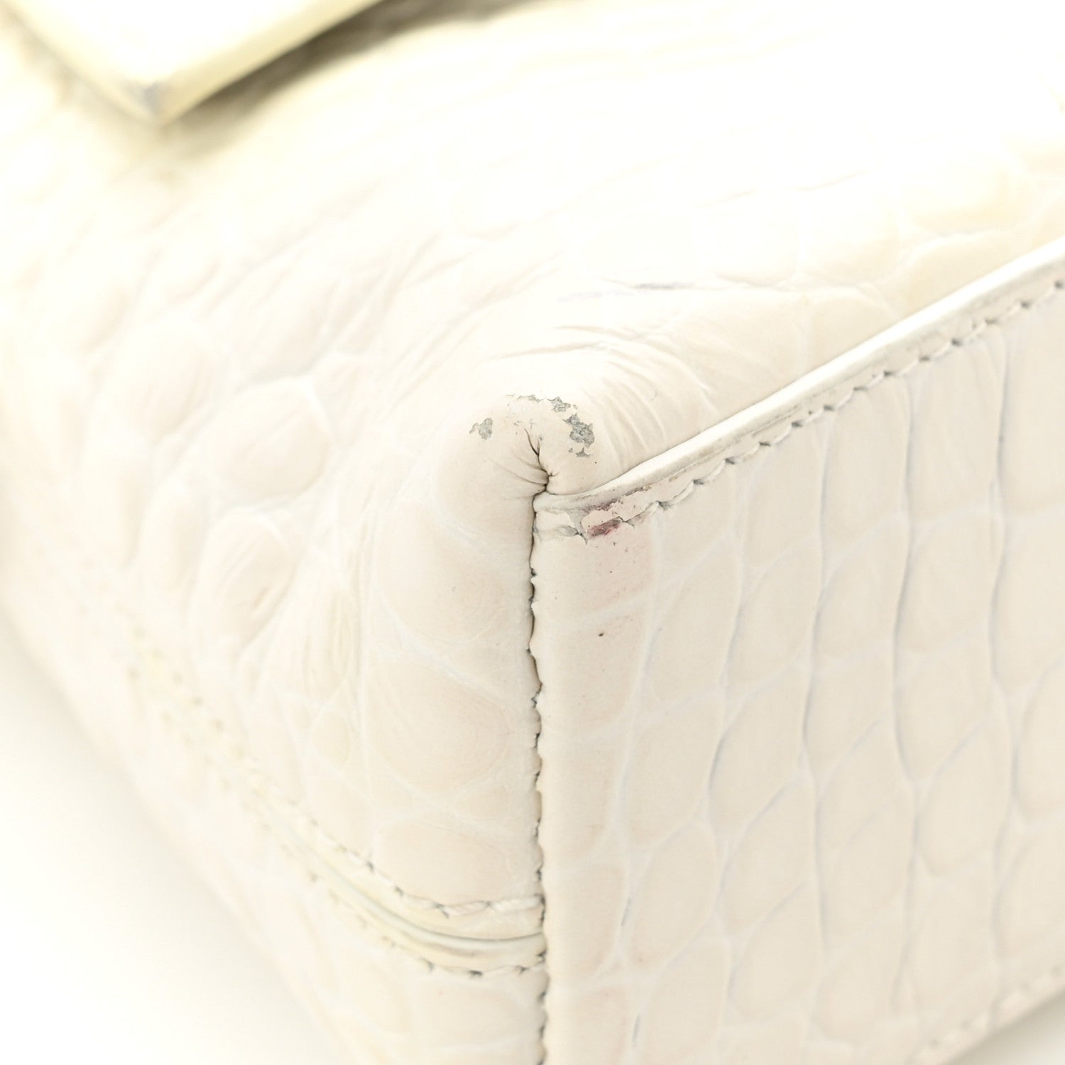 Balenciaga Extra Supple Calfskin Crocodile Embossed XS Downtown Shoulder Bag White 13 of 17