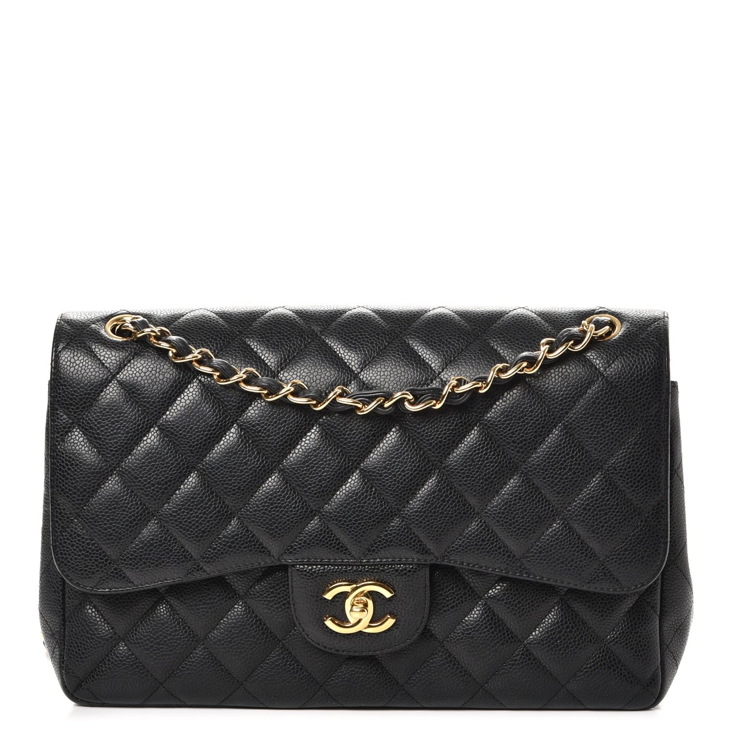 Caviar Quilted Jumbo Double Flap Black