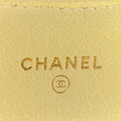 Chanel Cloudy Pearly Goatskin Quilted Flap Card Holder Wallet Light Yellow 6 of 9