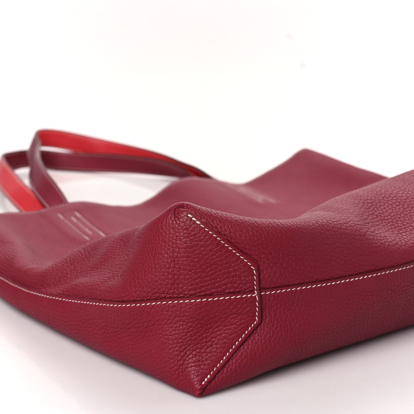 Taurillon Clemence Double Sens 36 Reversible Tote Rubis Bougainvillea