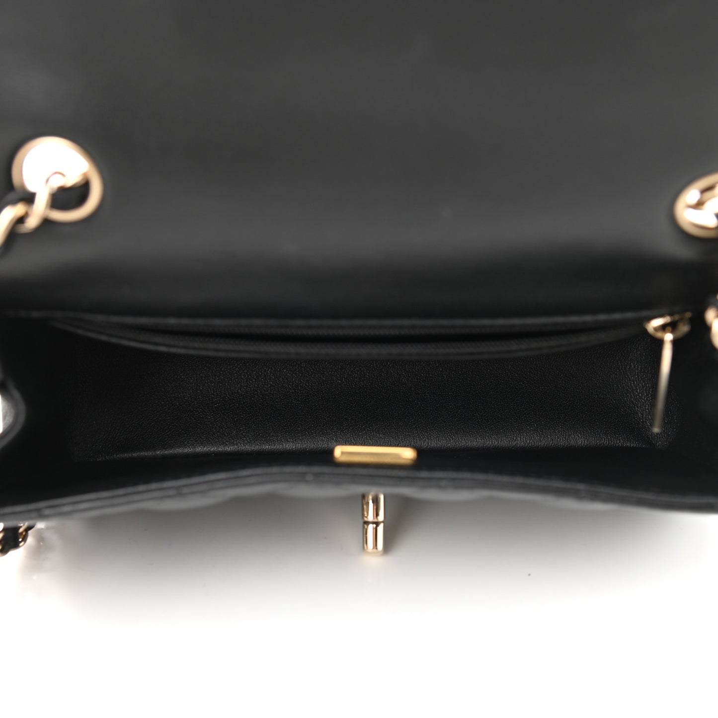 Lambskin Quilted Mini Rectangular Flap Black