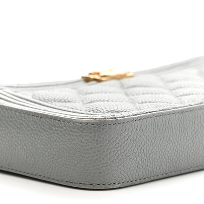 Chanel Caviar Quilted Small Boy Clutch With Chain Grey 11 of 18