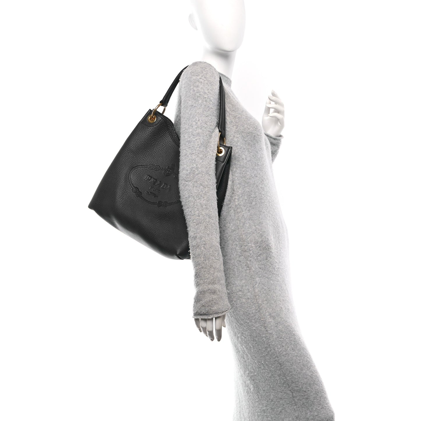 Vitello Daino Embossed Logo Hobo Baltico