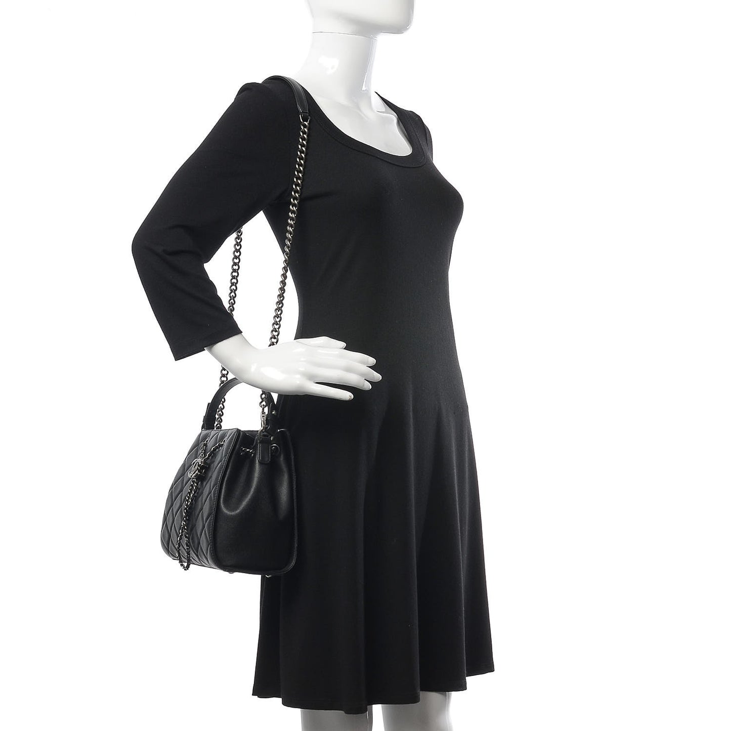 Caviar Quilted Small CC Bucket Bag Black