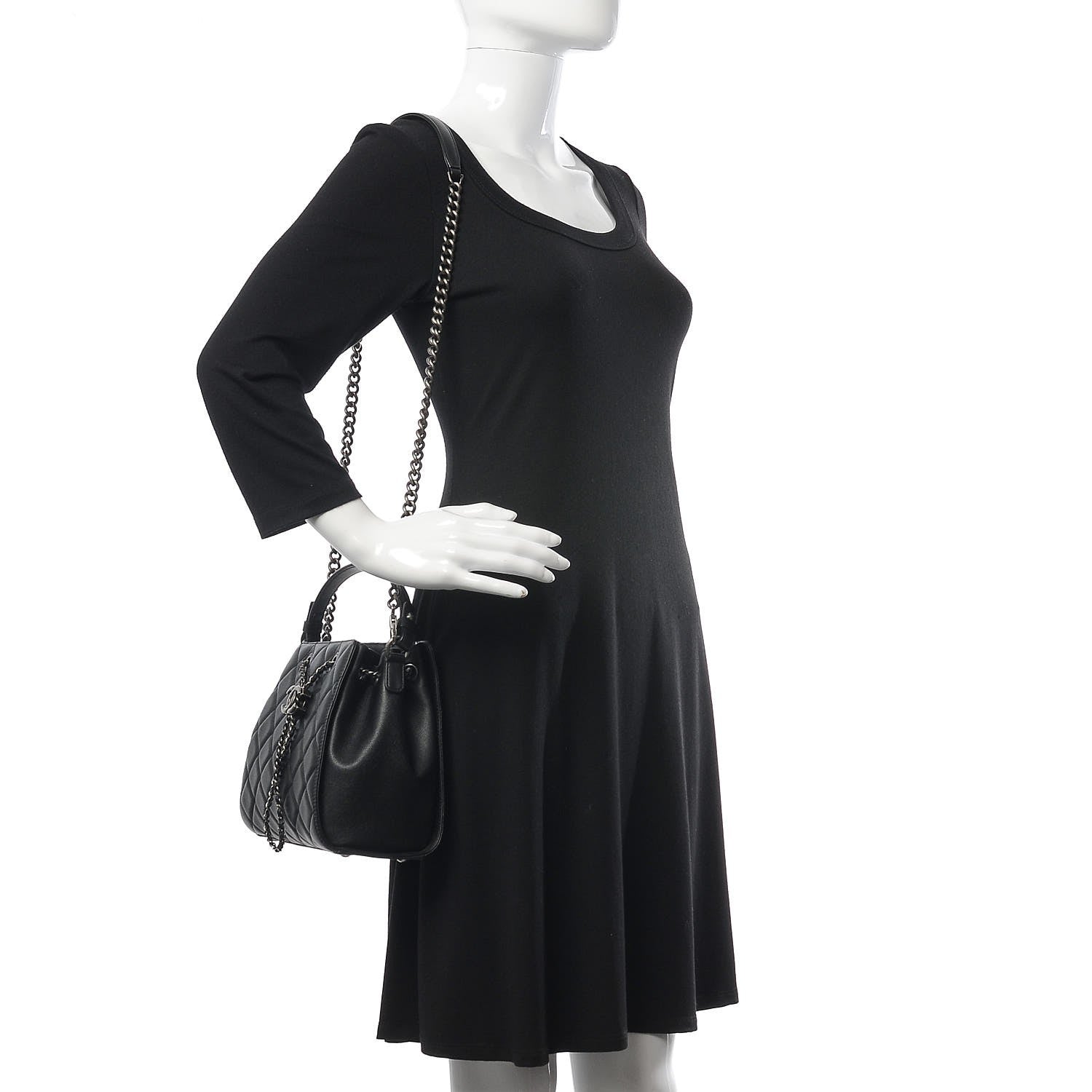 Chanel Caviar Quilted Small CC Bucket Bag Black 2 of 7