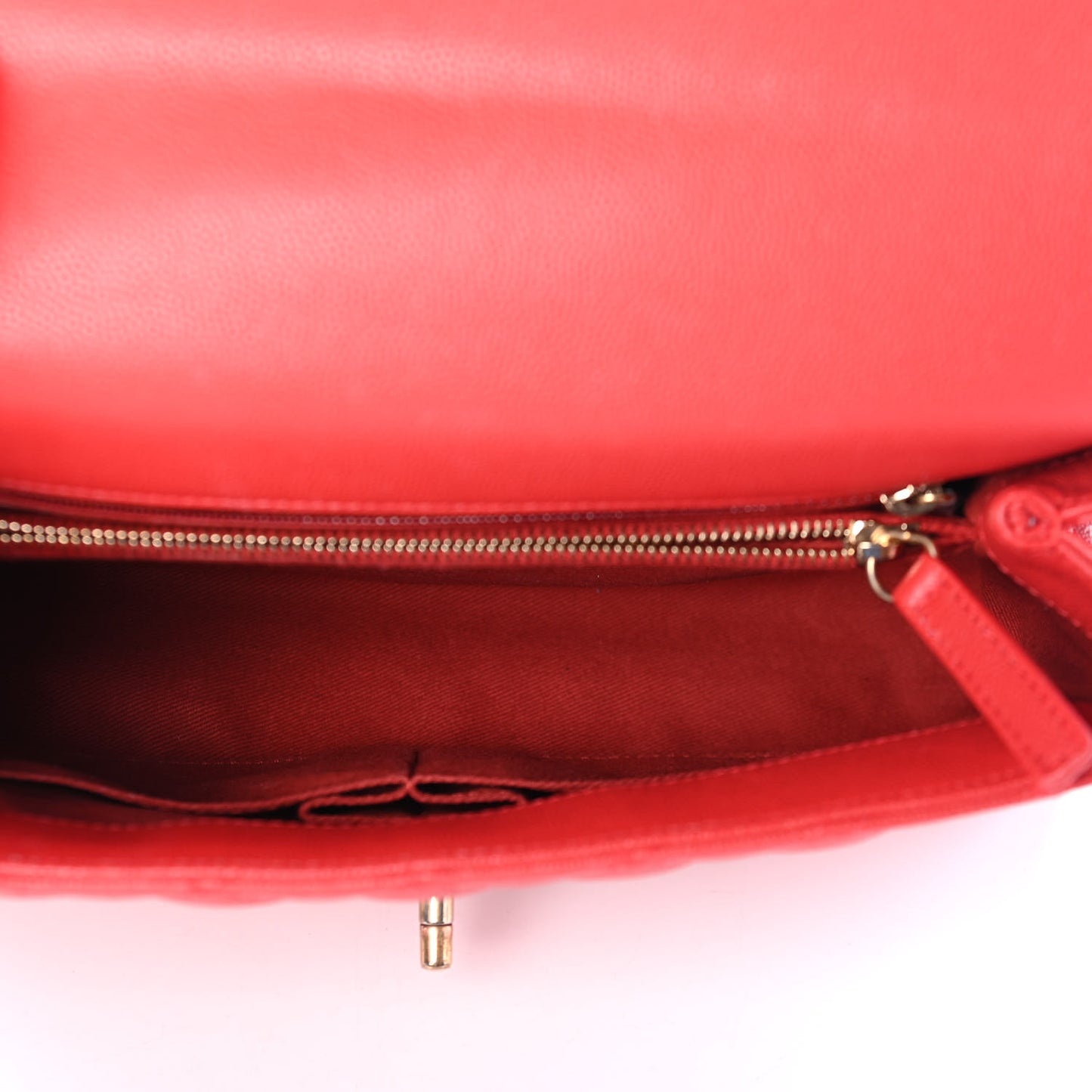 Caviar Quilted Small Coco Handle Flap Red