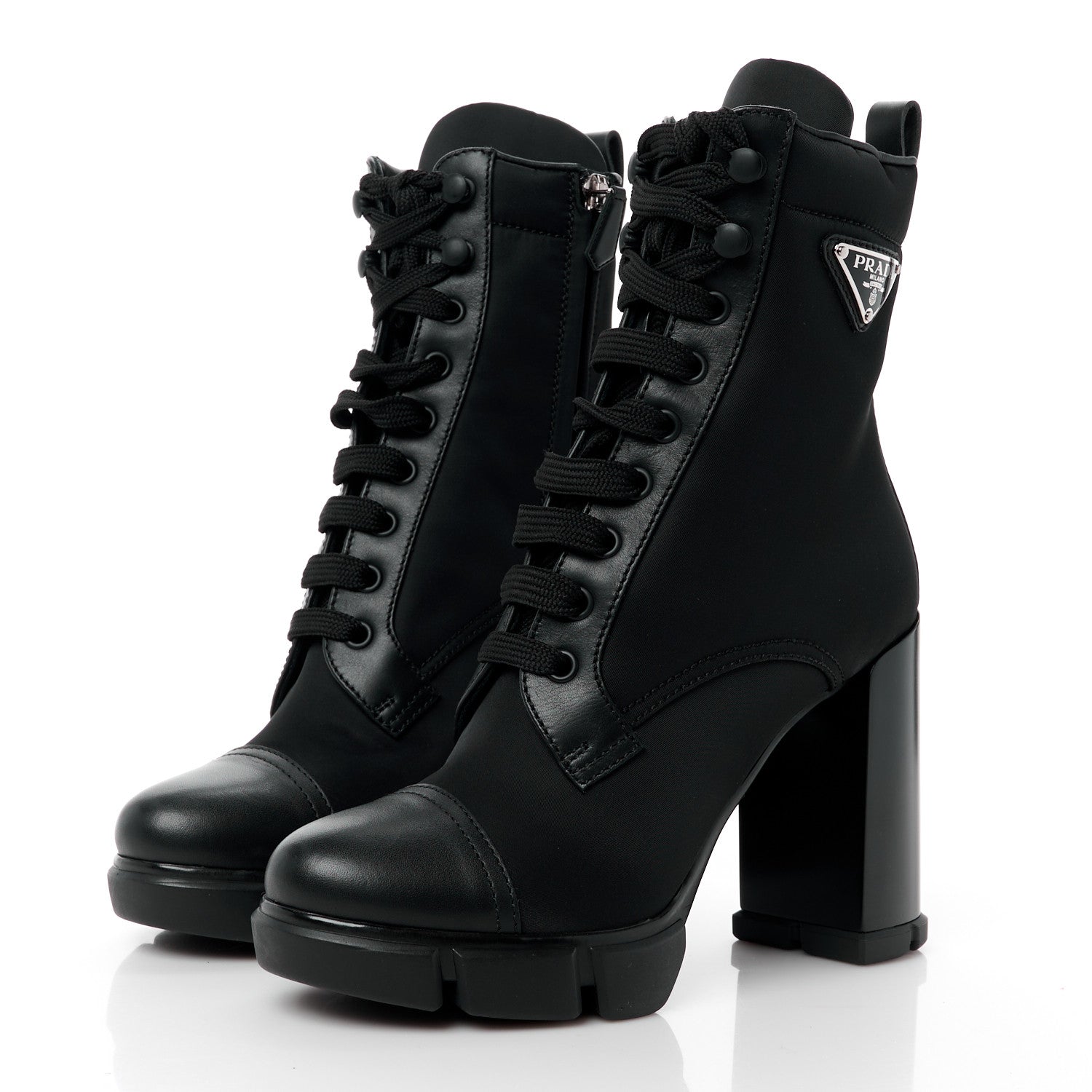 Prada Spazzolato Re-Nylon Metal Triangle Logo 110mm Ankle Boots 37 Black 3 of 9