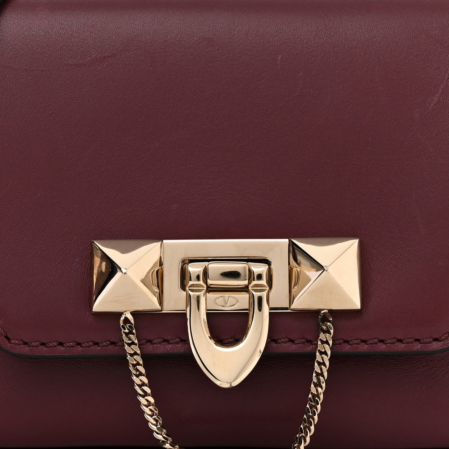 Vitello Small Rockstud Demilune Shoulder Bag Vinaccia