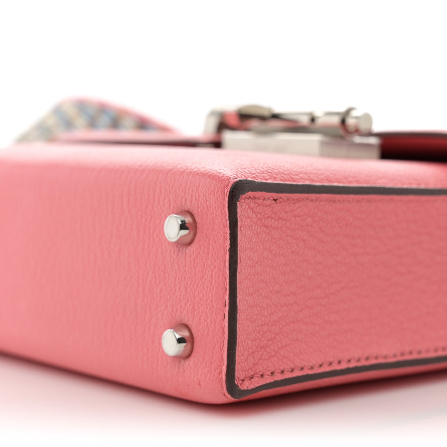 Chevre Mysore Mini Verrou Large Strap Bag Rose Azalee
