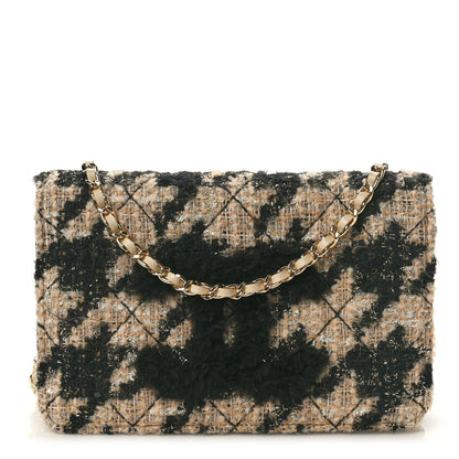 Chanel Tweed Shearling Quilted Chanel Wallet On Chain WOC Beige Black 1 of 10