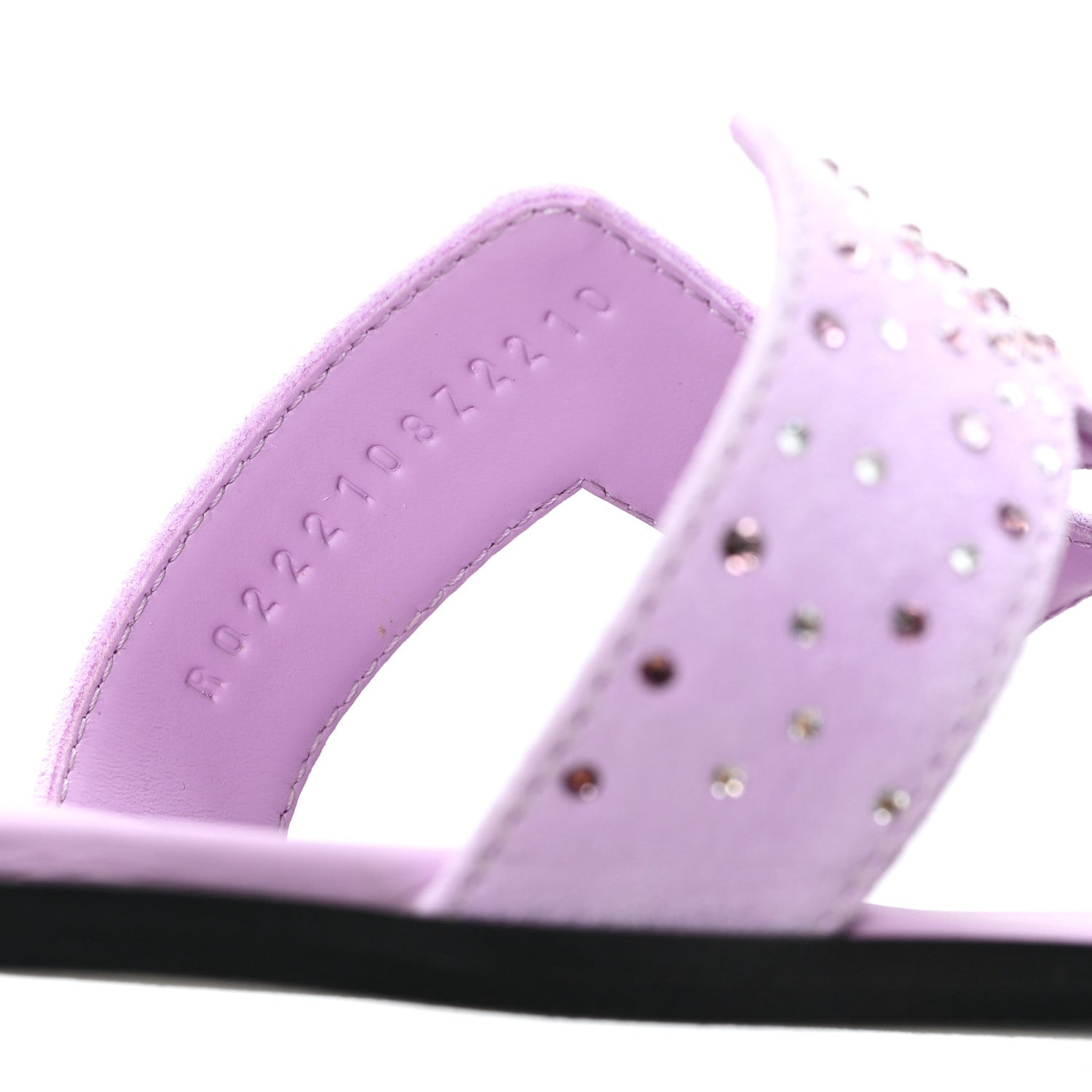 Hermes Suede Goatskin Crystal Oran Sandals 37.5 Violet Amethyste 9 of 9