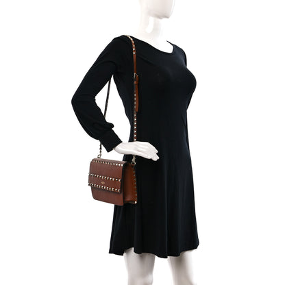 Valentino Garavani Pebbled Calfskin Rockstud Side Slip Crossbody Tan 2 of 8