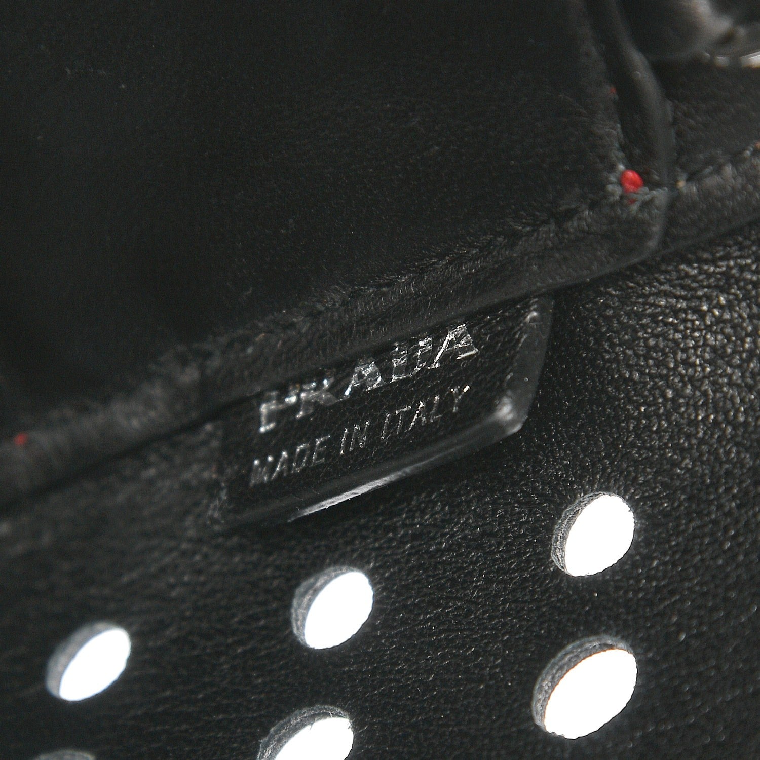 Prada City Calfskin Perforated Chain Shoulder Bag Black Lacca 9 of 10