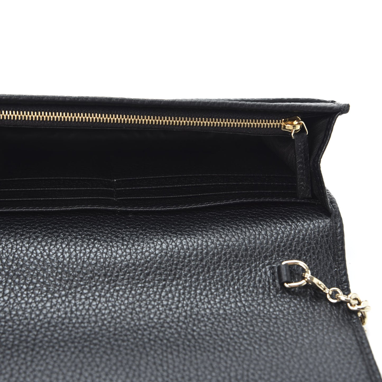 Pebbled Calfskin Soho Wallet on Chain Black