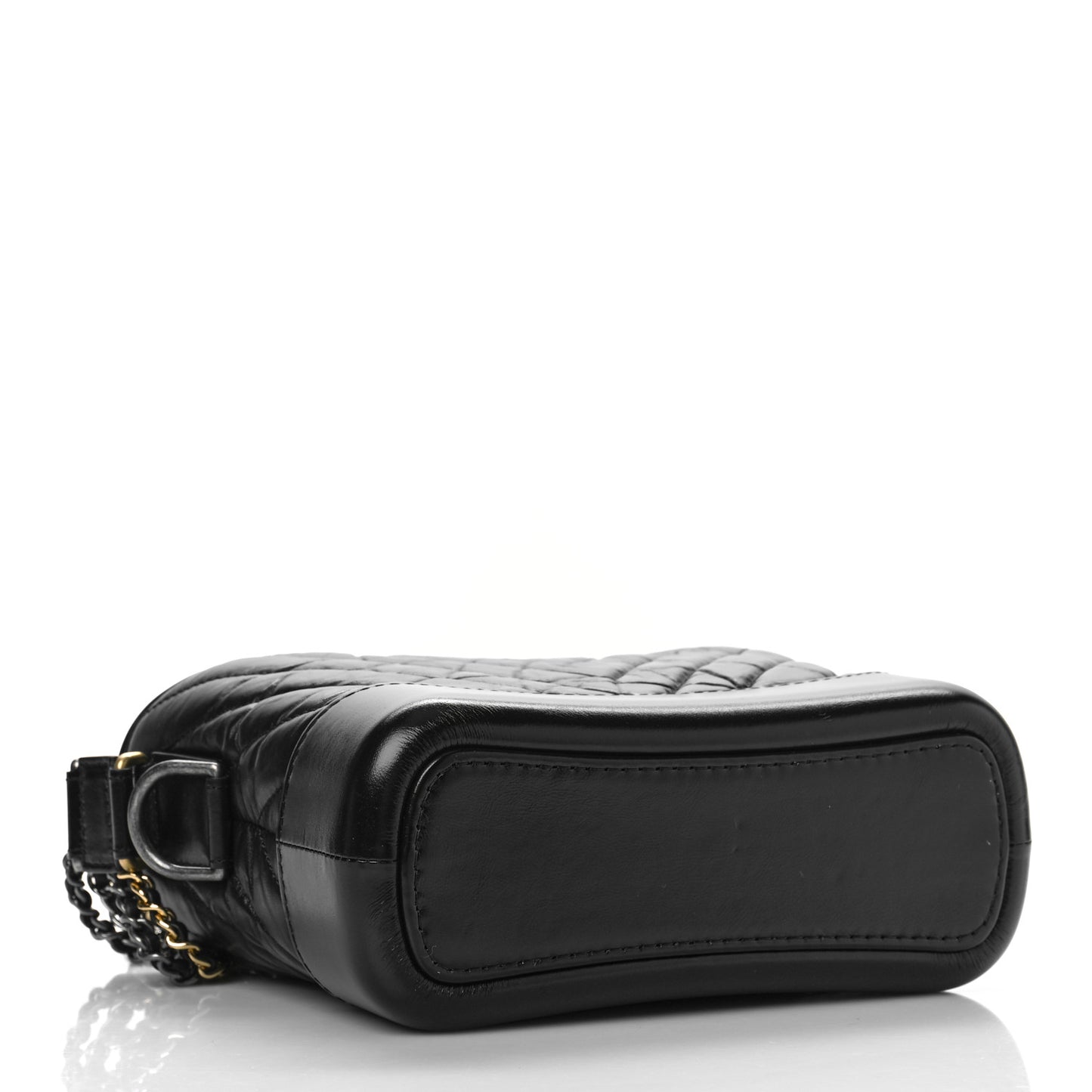 Aged Calfskin Chevron Quilted Small Gabrielle Hobo Black
