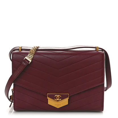 Chanel Calfskin Chevron Quilted Medal Flap Burgundy 1 of 11