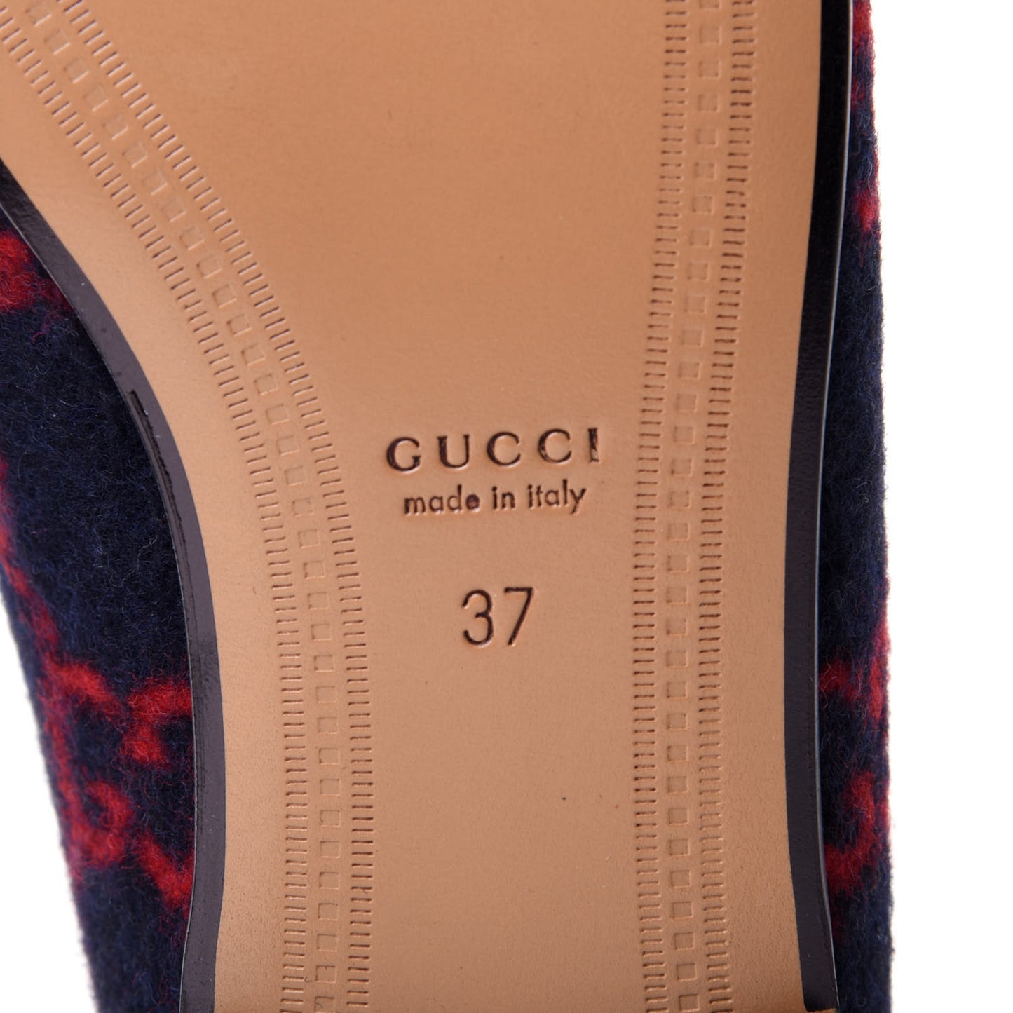 Covered Wool GG Monogram Horsebit Womens Jordaan Loafers 37 Blue Red