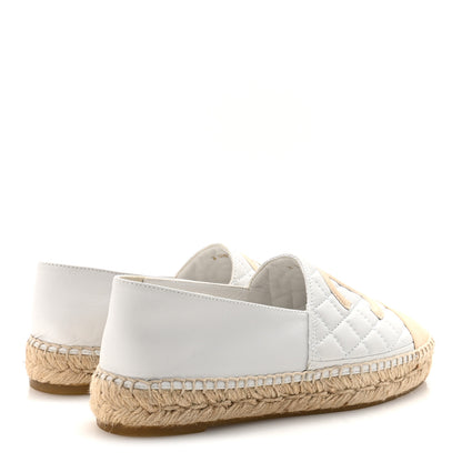 Chanel Lambskin Quilted CC Espadrilles 37 White Beige 5 of 10