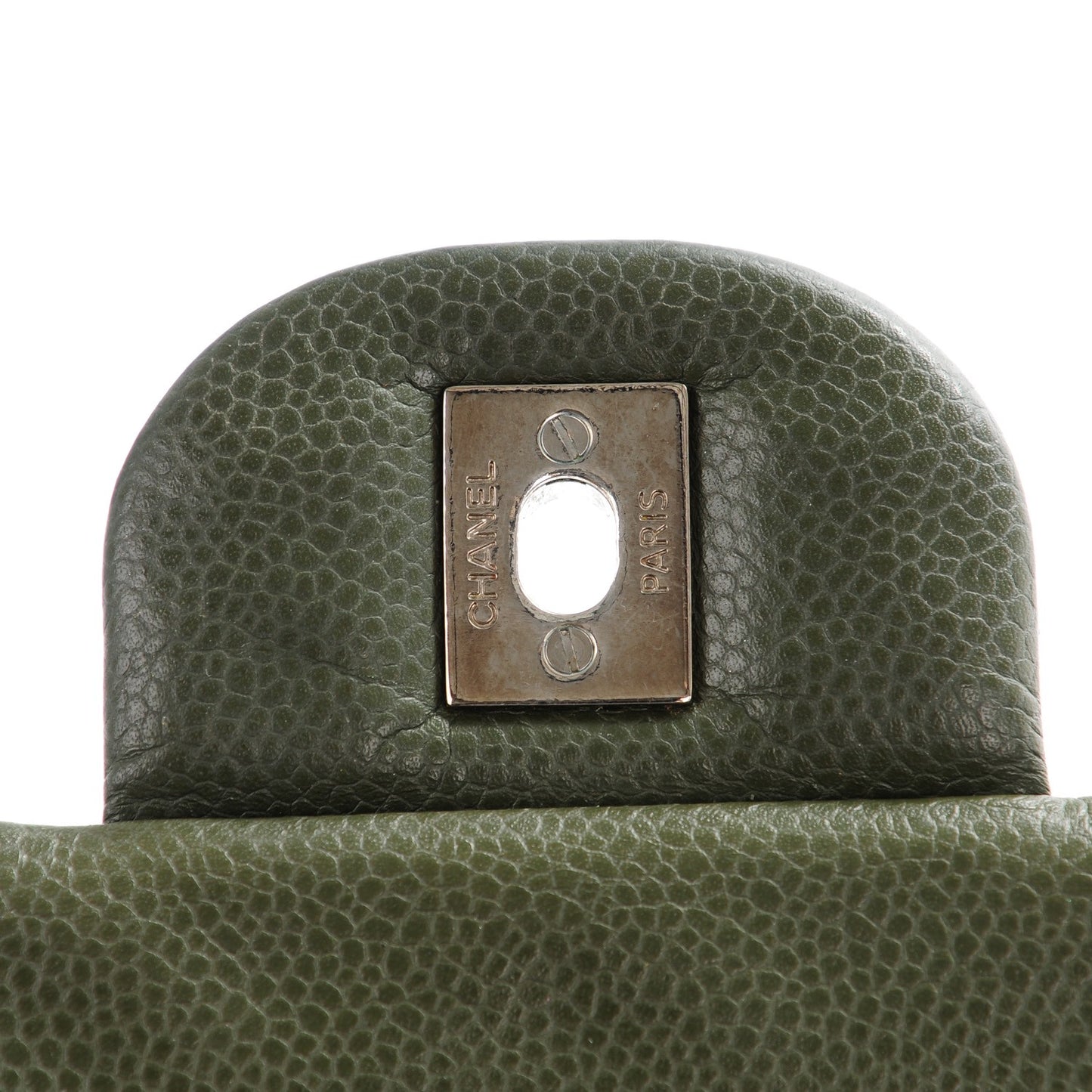 Caviar Quilted Maxi Double Flap Dark Green