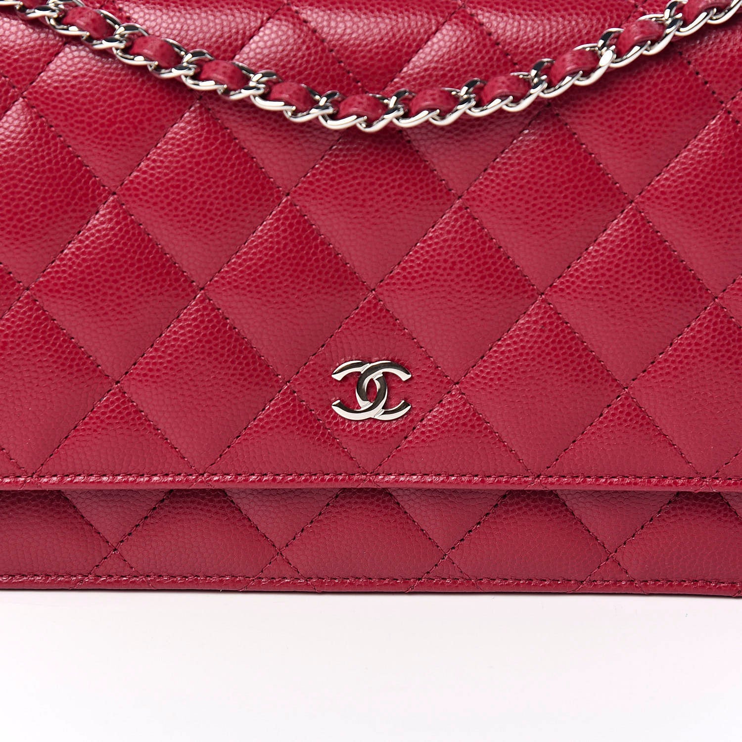 Chanel Caviar Quilted Wallet On Chain WOC Dark Pink 9 of 11