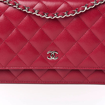 Chanel Caviar Quilted Wallet On Chain WOC Dark Pink 9 of 11