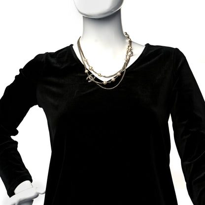 Chanel Metal CC Chain Necklace Gold Pearly White 2 of 5